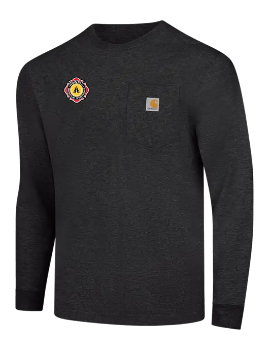 Carhartt Dark Grey Heather Workwear Pocket Long Sleeve T-Shirt w/Howell Rescue Systems Logo