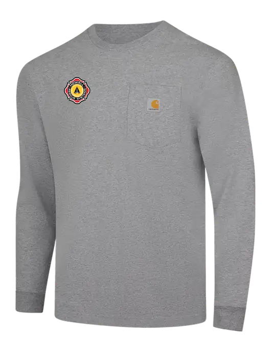 Carhartt Light Grey Heather Workwear Pocket Long Sleeve T-Shirt w/Howell Rescue Systems Logo