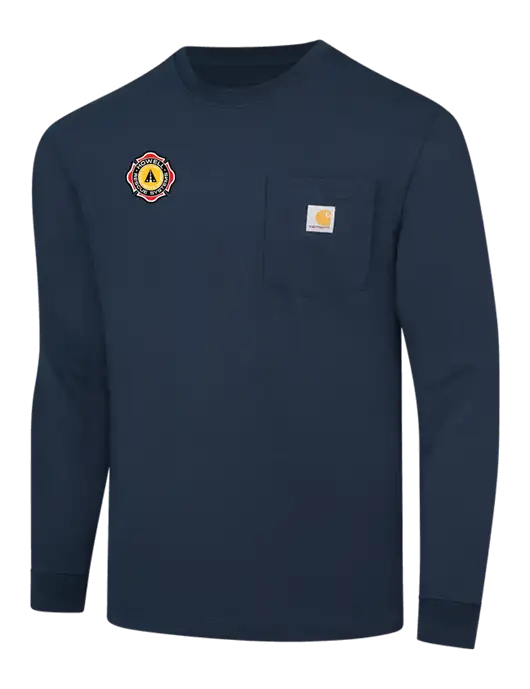 Carhartt Navy Workwear Pocket Long Sleeve T-Shirt w/Howell Rescue Systems Logo