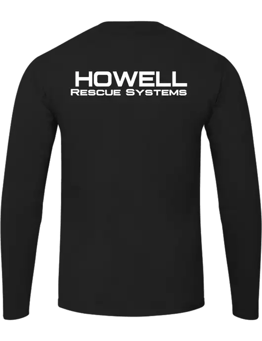 Long Sleeve Black PosiCharge Competitor Tee w/Howell Rescue Brands Logo, Howell Rescue Systems Logo