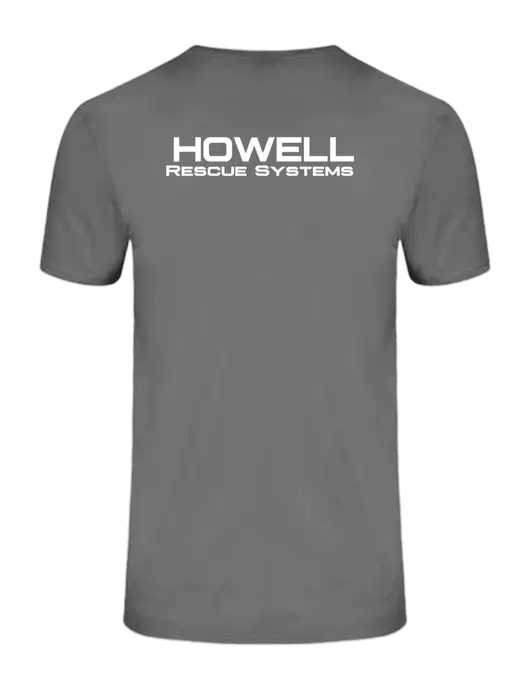 Ring Spun Medium Grey 4.5 oz T-Shirt w/Howell Rescue Brands Logo, Howell Rescue Systems Logo