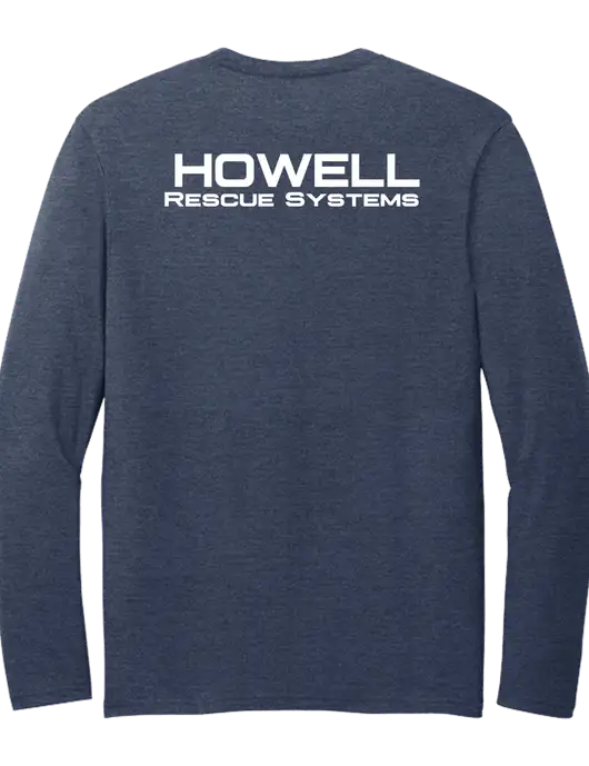 Seriously Soft Heathered Navy Long Sleeve T-Shirt w/Howell Rescue Brands Logo, Howell Rescue Systems Logo
