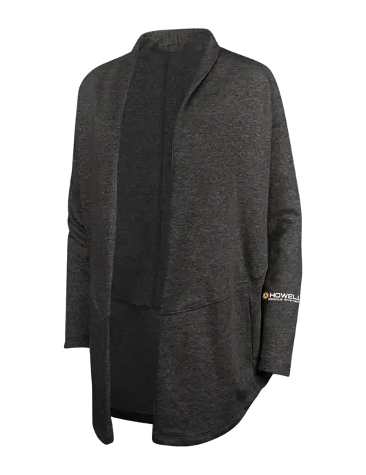 Charcoal Heather/ Medium Heather Grey Womens Interlock Cardigan w/Howell Rescue Systems Logo