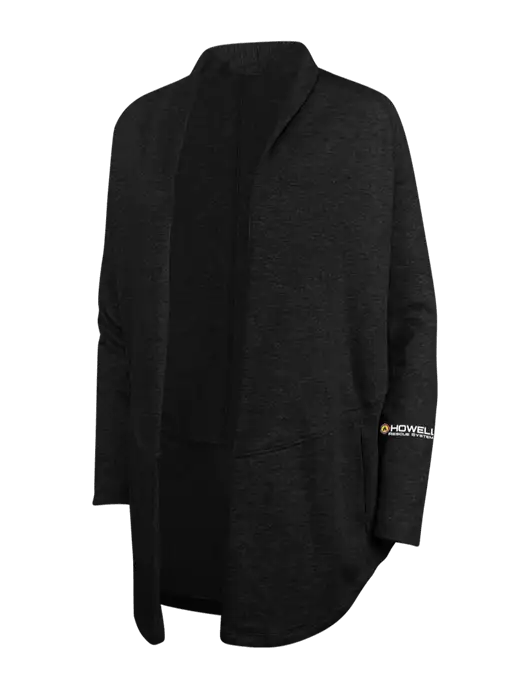 Deep Black/Charcoal Heather Womens Interlock Cardigan w/Howell Rescue Systems Logo