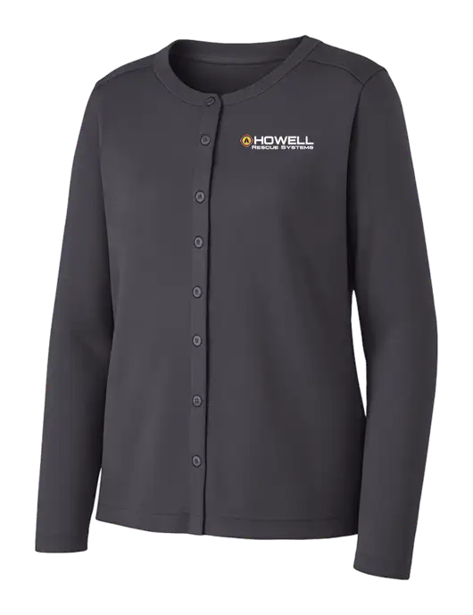 Grey Smoke Womens Concept Stretch Button-Front Cardigan Sweater w/Howell Rescue Systems Logo