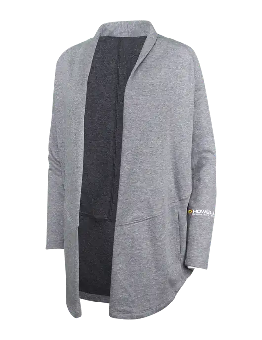 Medium Heather Grey/Char Heather Womens Interlock Cardigan w/Howell Rescue Systems Logo
