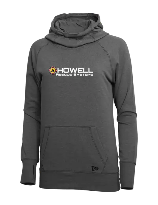 New Era Black Heather Womens Tri-Blend Fleece Pullover Hoodie w/Howell Rescue Systems Logo