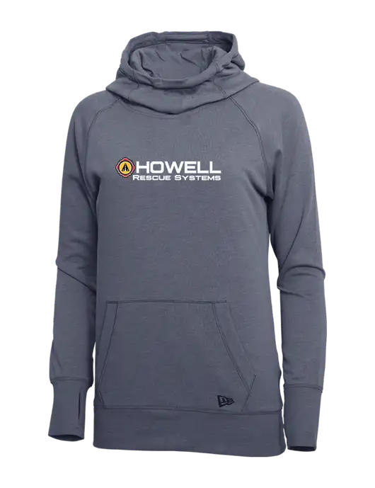 New Era True Navy Heather Womens Tri-Blend Fleece Pullover Hoodie w/Howell Rescue Systems Logo
