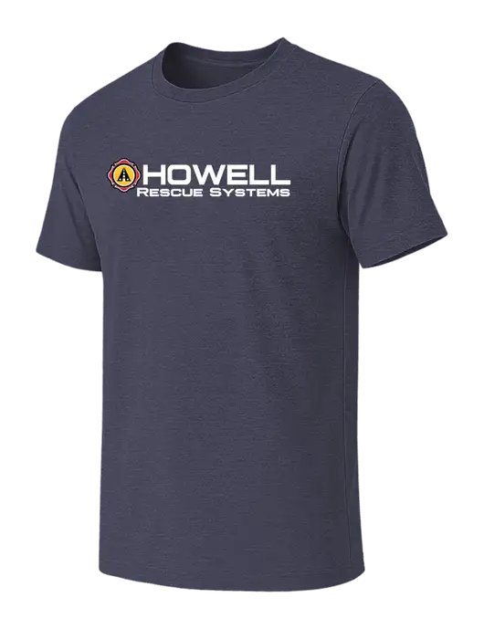 BELLA+CANVAS Heather Navy CVC Short Sleeve Tee w/Howell Rescue Systems Logo