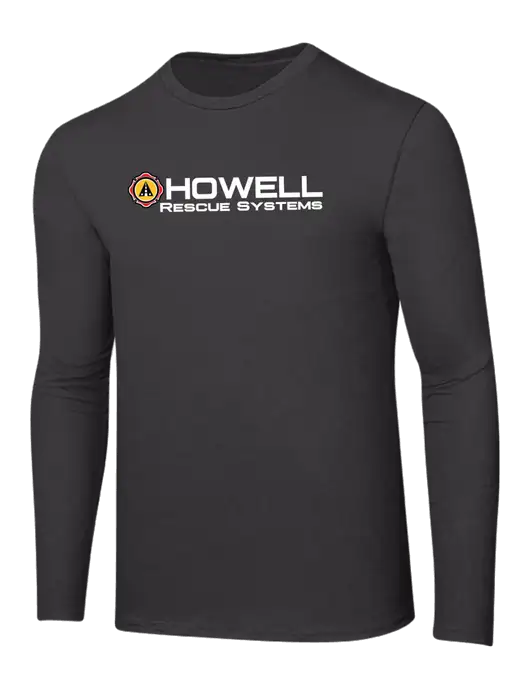Ring Spun Charcoal 4.5 oz Long Sleeve T-Shirt w/Howell Rescue Systems Logo