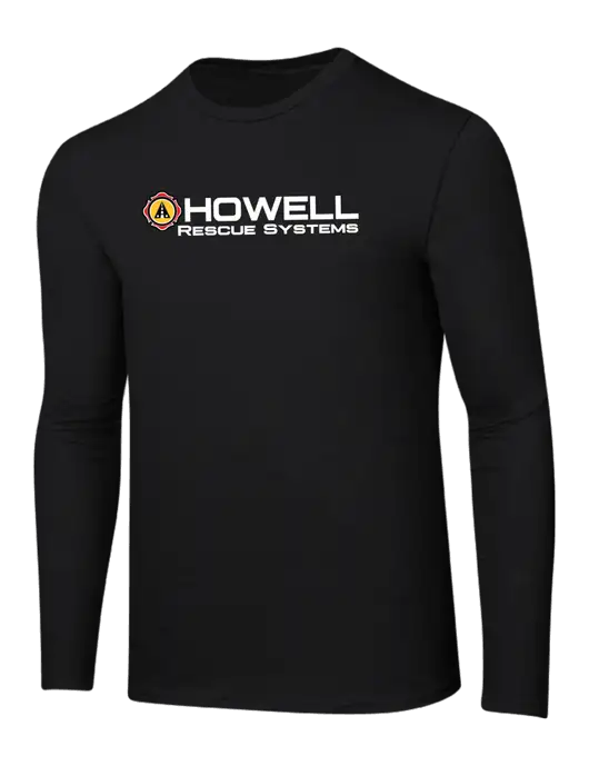 Ring Spun Jet Black 4.5 oz Long Sleeve T-Shirt w/Howell Rescue Systems Logo