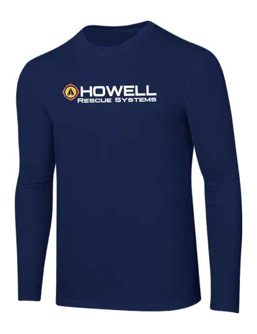 Ring Spun Navy 4.5 oz Long Sleeve T-Shirt w/Howell Rescue Systems Logo