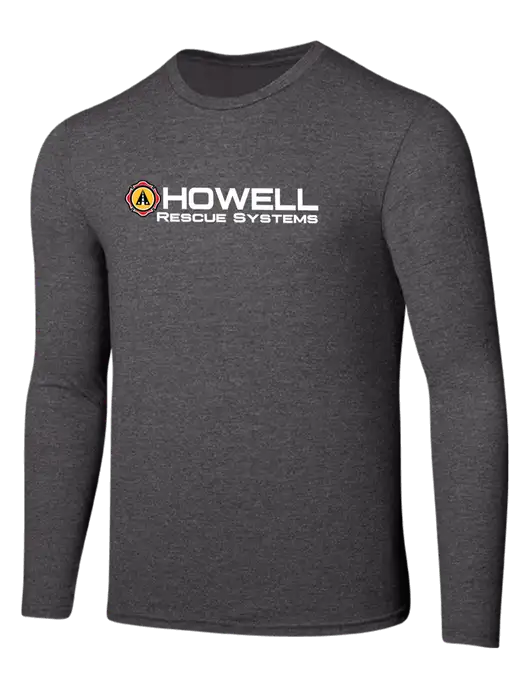 Seriously Soft Heathered Charcoal Long Sleeve T-Shirt w/Howell Rescue Systems Logo