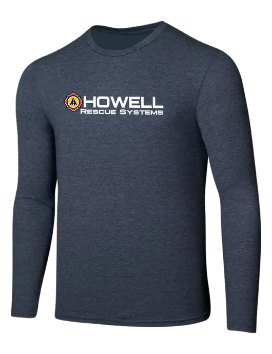 Seriously Soft Heathered Navy Long Sleeve T-Shirt w/Howell Rescue Systems Logo