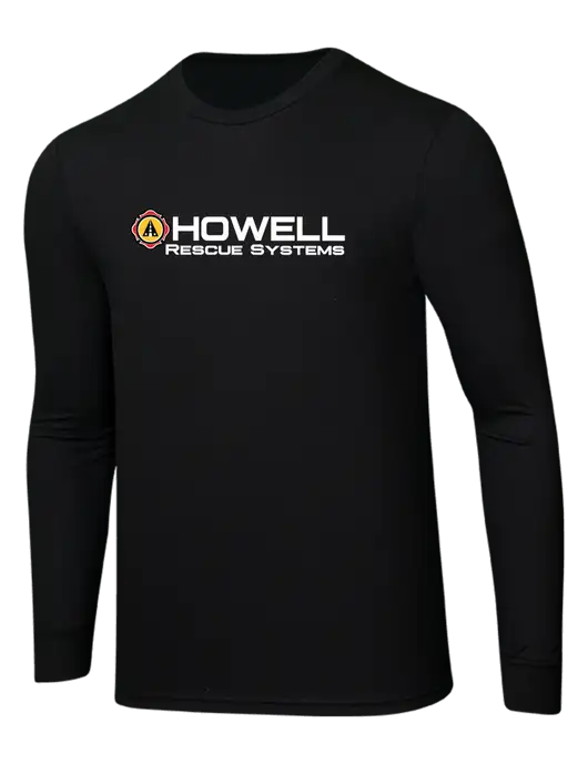 Simply Soft Long Sleeve Black 4.5 oz, Poly/Combed Ring Spun Cotton T-Shirt w/Howell Rescue Systems Logo