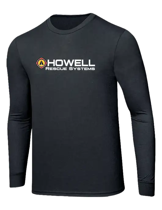 Simply Soft Long Sleeve Black Frost 4.5 oz, Poly/Combed Ring Spun Cotton T-Shirt w/Howell Rescue Systems Logo