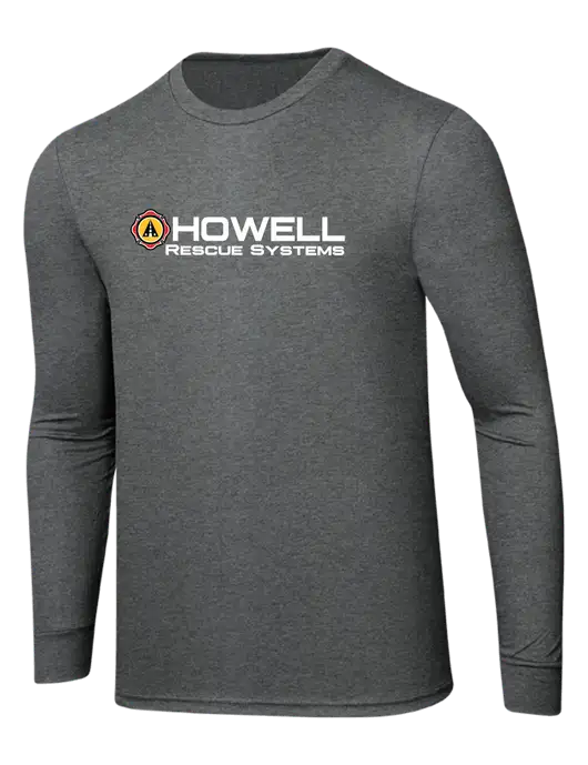 Simply Soft Long Sleeve Medium Grey Frost 4.5 oz, Poly/Combed Ring Spun Cotton T-Shirt w/Howell Rescue Systems Logo