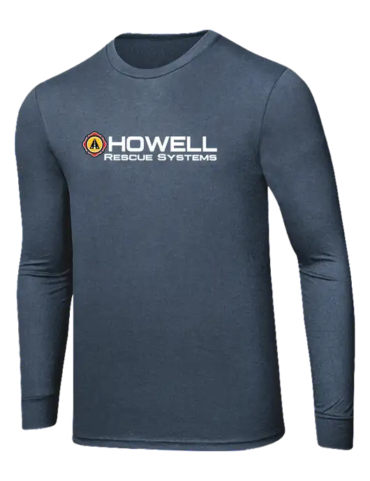 Simply Soft Long Sleeve Navy Frost 4.5 oz, Poly/Combed Ring Spun Cotton T-Shirt w/Howell Rescue Systems Logo