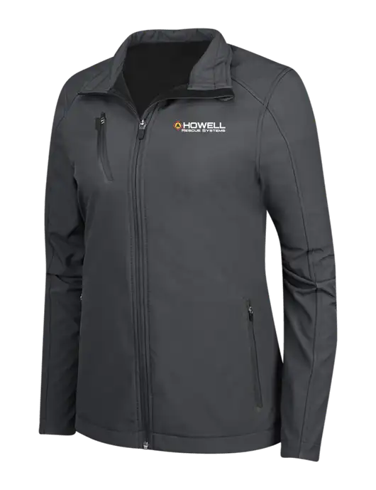 Dark Grey Womens Welded Softshell Jacket w/Howell Rescue Systems Logo