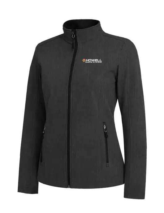 Black Charcoal Heather Womens Core Soft Shell Jacket w/Howell Rescue Systems Logo