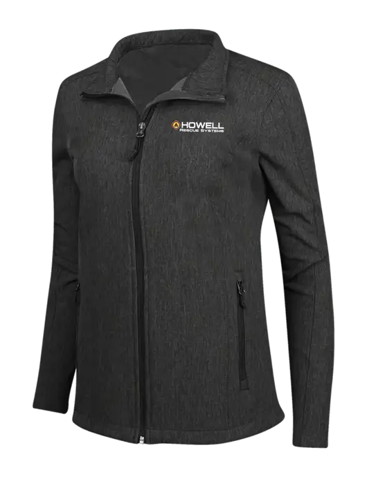 Black Charcoal Heather Womens Core Soft Shell Jacket w/Howell Rescue Systems Logo