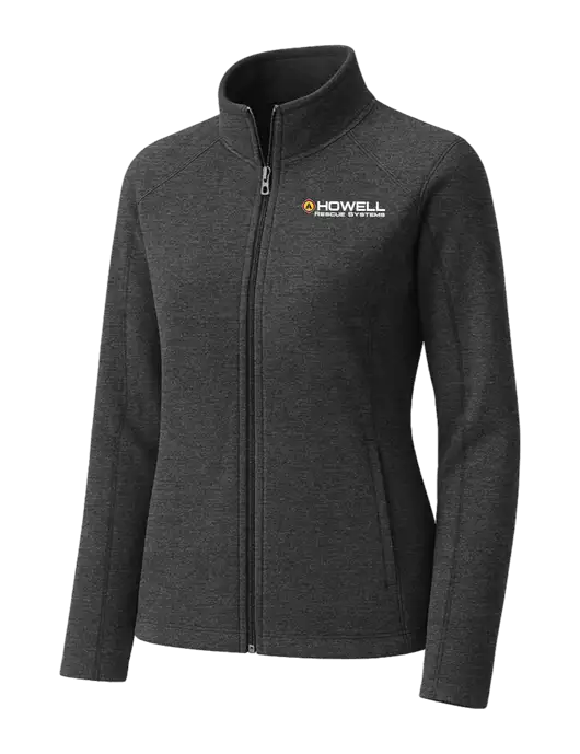 Charcoal Womens Heather Microfleece Full-Zip Jacket w/Howell Rescue Systems Logo
