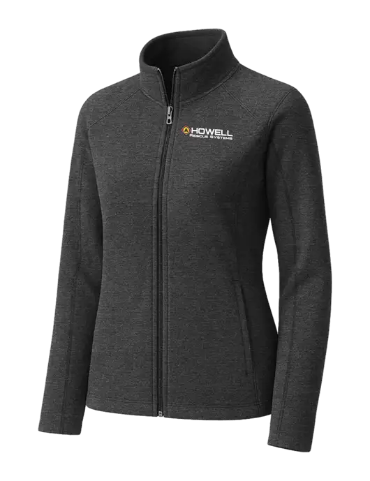 Charcoal Womens Heather Microfleece Full-Zip Jacket w/Howell Rescue Systems Logo