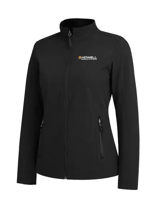 Black Womens Core Soft Shell Jacket w/Howell Rescue Systems Logo