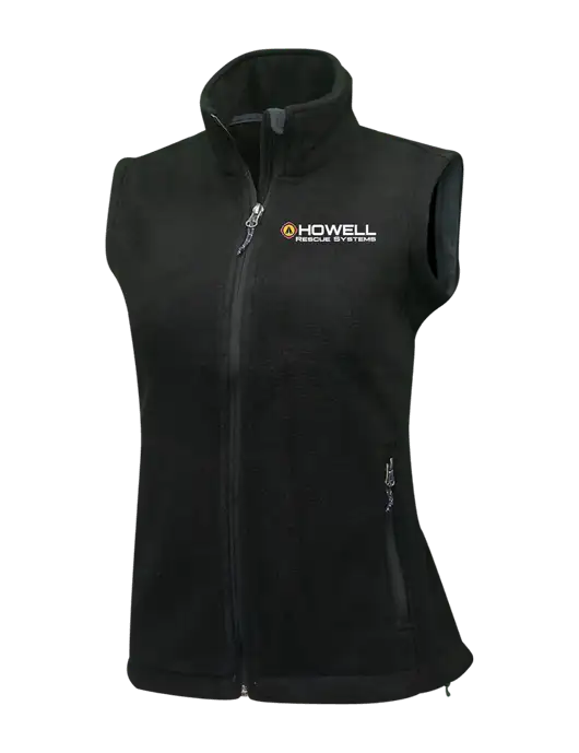 Womens Black Fleece Vest w/Howell Rescue Systems Logo