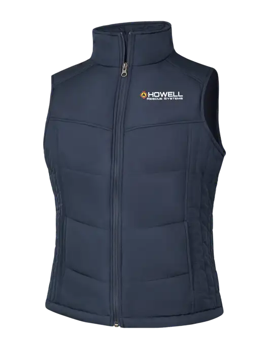  Womens Dark Slate/Black Puffy Vest w/Howell Rescue Systems Logo