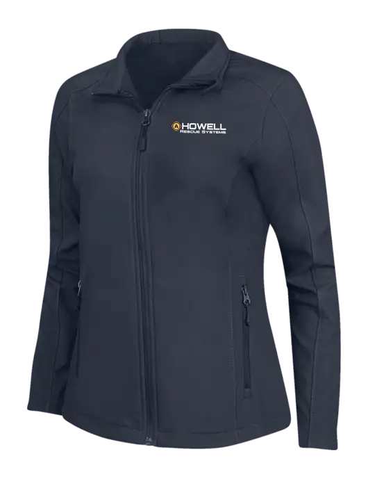 Navy Womens Core Soft Shell Jacket w/Howell Rescue Systems Logo