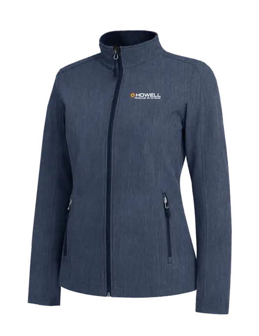 Navy Heather Womens Core Soft Shell Jacket w/Howell Rescue Systems Logo