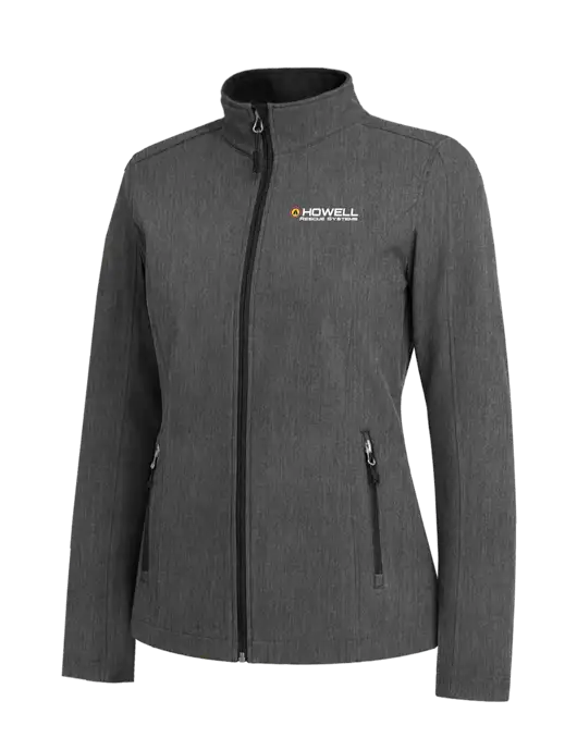 Medium Grey Heather Womens Core Soft Shell Jacket w/Howell Rescue Systems Logo