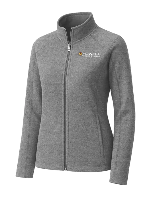 Medium Grey Womens Heather Microfleece Full-Zip Jacket w/Howell Rescue Systems Logo