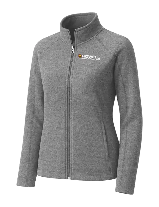 Medium Grey Womens Heather Microfleece Full-Zip Jacket w/Howell Rescue Systems Logo