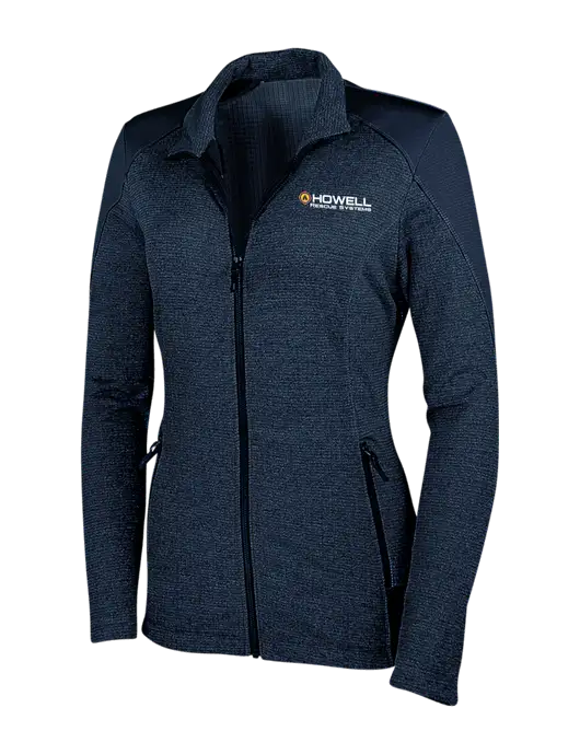 Navy Womens Grid Fleece Jacket w/Howell Rescue Systems Logo