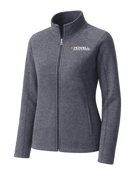 Light Navy Heather Womens Microfleece Full-Zip Jacket w/Howell Rescue Systems Logo