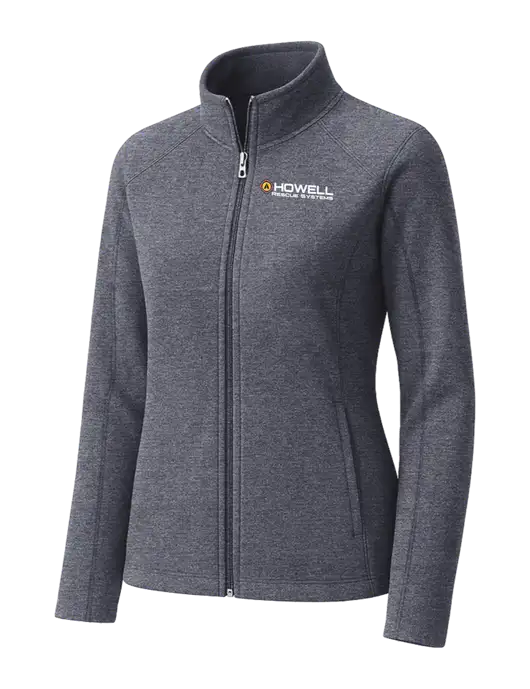 Light Navy Heather Womens Microfleece Full-Zip Jacket w/Howell Rescue Systems Logo