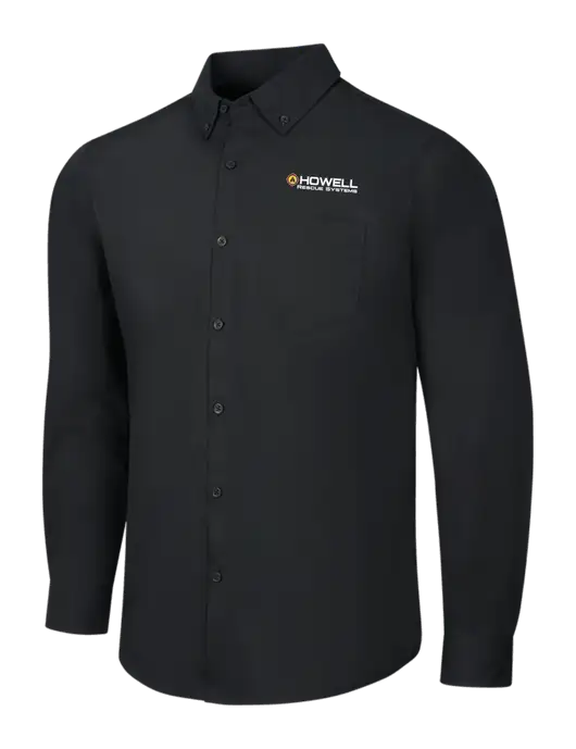 Black Long Sleeve Carefree Poplin Shirt w/Howell Rescue Systems Logo