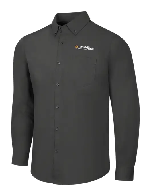 Dark Grey Long Sleeve Carefree Poplin Shirt w/Howell Rescue Systems Logo