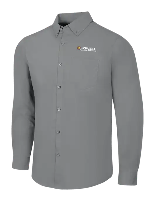 Medium Grey Long Sleeve Carefree Poplin Shirt w/Howell Rescue Systems Logo