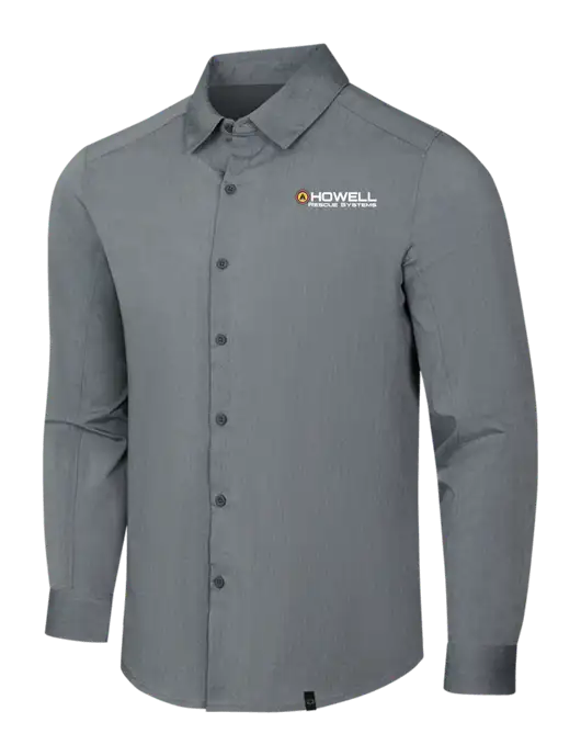 OGIO Medium Grey Heather Commuter Woven Shirt w/Howell Rescue Systems Logo