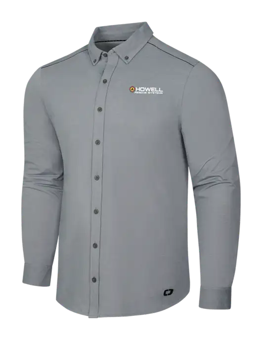 OGIO Medium Grey Heather Modern Code Stretch Button-Up Shirt w/Howell Rescue Systems Logo