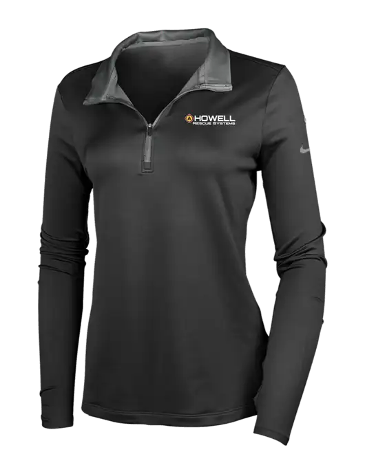 NIKE Black/Dark Grey Womens Dry-Fit Stretch 1/2 Zip Cover-Up w/Howell Rescue Systems Logo