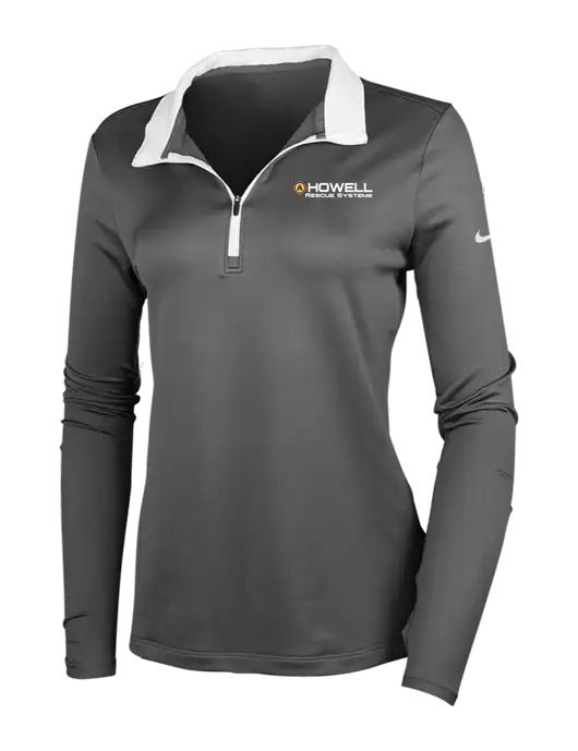 NIKE Dark Grey/White Womens Dry-Fit Stretch 1/2 Zip Cover-Up w/Howell Rescue Systems Logo