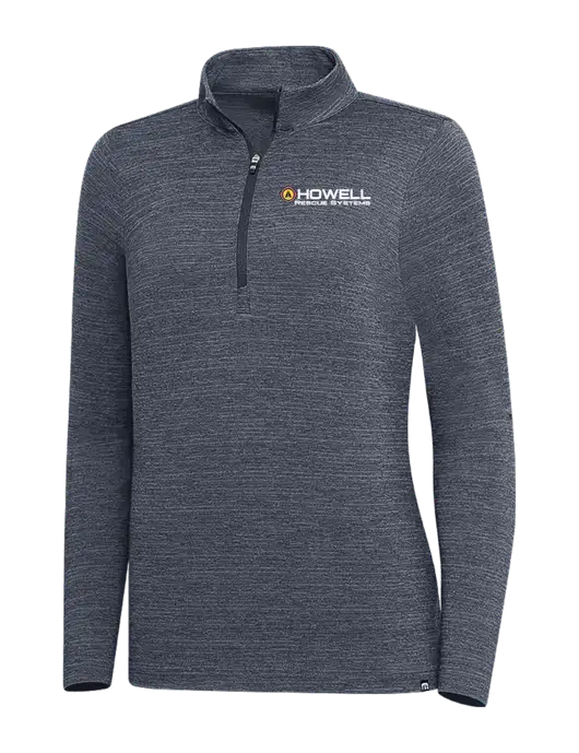 TravisMathew Navy Heather Womens Crestview 1/4 Zip w/Howell Rescue Systems Logo