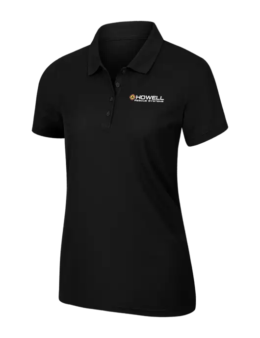 Womens Black Core Classic Pique Polo w/Howell Rescue Systems Logo
