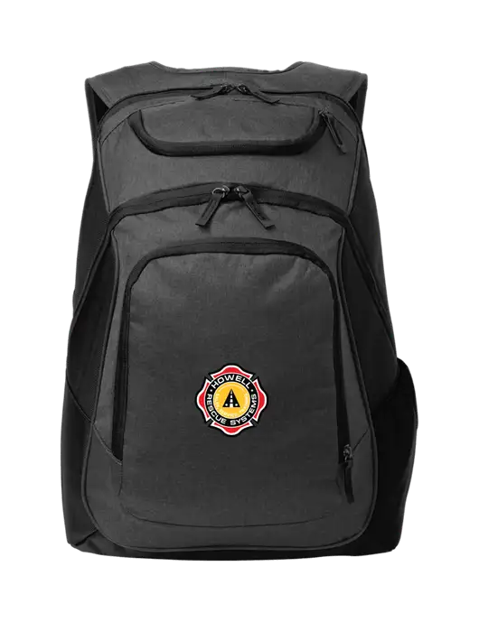 Executive Graphite Heather/Black Laptop Backpack w/Howell Rescue Systems Logo