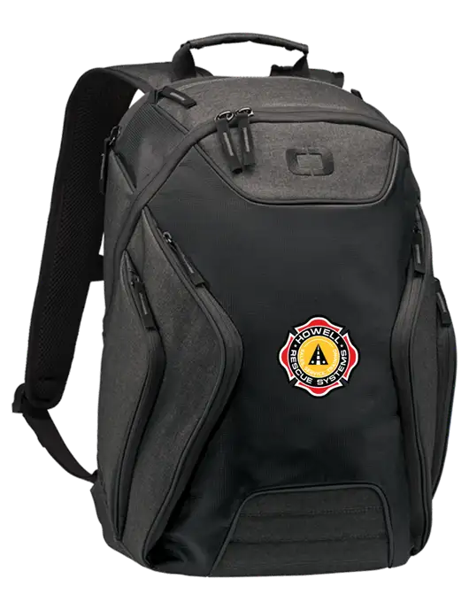 OGIO Black/Heather Grey Hatch Laptop Backpack
 w/Howell Rescue Systems Logo
