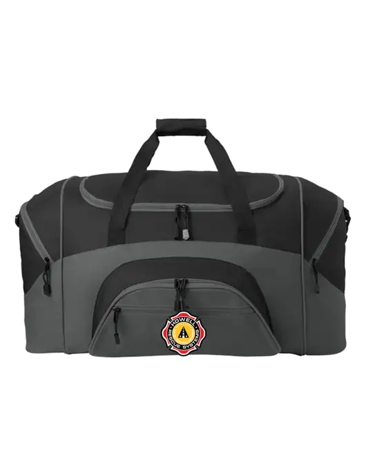 Standard Colorblock Black/Dark Grey Sport Duffel w/Howell Rescue Systems Logo